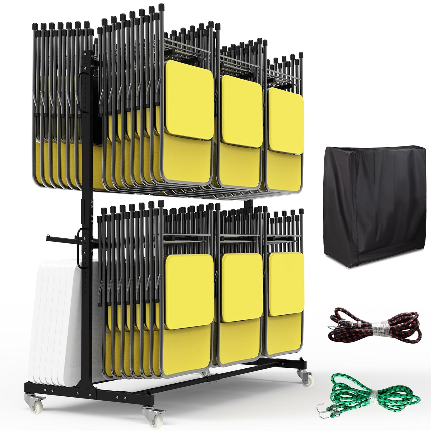 Eastrexon Lightweight Table and Chair Cart, for 48 Chairs, Black