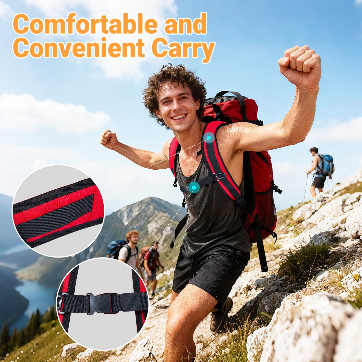 Keepark Rock Climbing Rope Storage Bag - Large Capacity Tree Rope Storage Backpack, Waterproof Oxford Outdoor Climbing Rope Bag With Adjustable Shoulder Straps - Red
