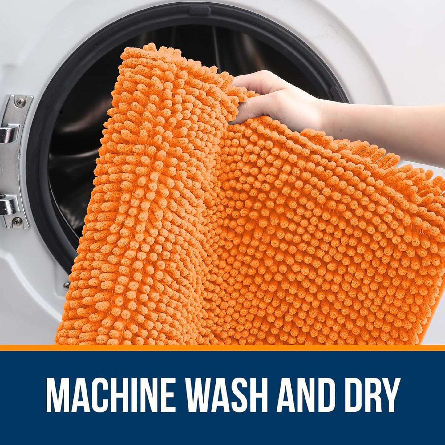 OLANLY Bathroom Runner Rug - Extra Soft Chenille | Quick Dry, Machine Washable, 70x24 Inches - Orange