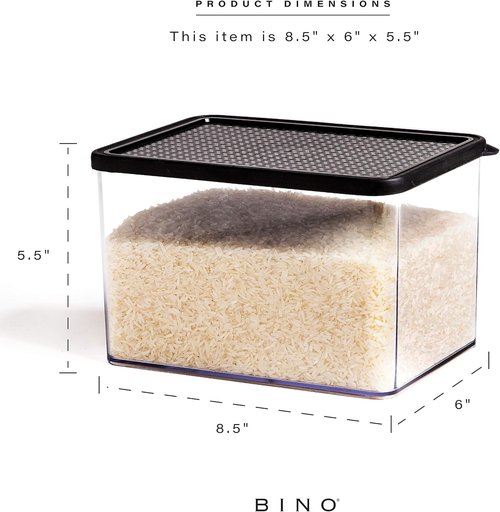 BINO Airtight Food Storage Containers - 3.6 Qt Black Kitchen Organizers for Pantry & Food Preservation