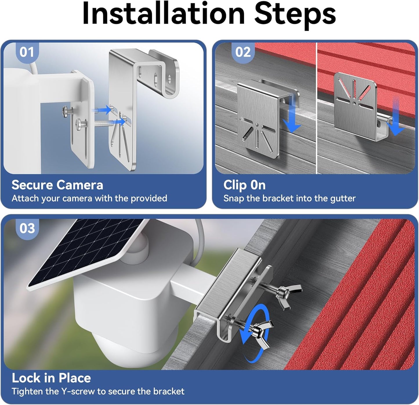 SZJKC 2 Pack S340/E30, Gutter Mount Bracket Compatible with Eufy Solocam No Drill Installation, Stainless Steel Gutter