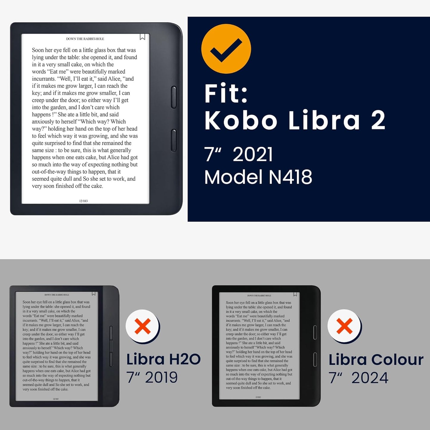 kwmobile 2 Case Compatible with Kobo Libra Case - eReader Cover - Cats Orange/Black/White