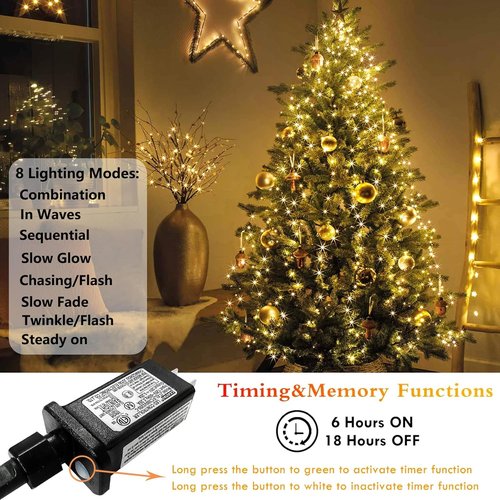 Easy Christmas Lights - 420 LED Waterfall Tree Topper | 8.2FT, 12 Lines, 8 Modes & Timer, Waterproof for 6FT Xmas Tree (Warm White)