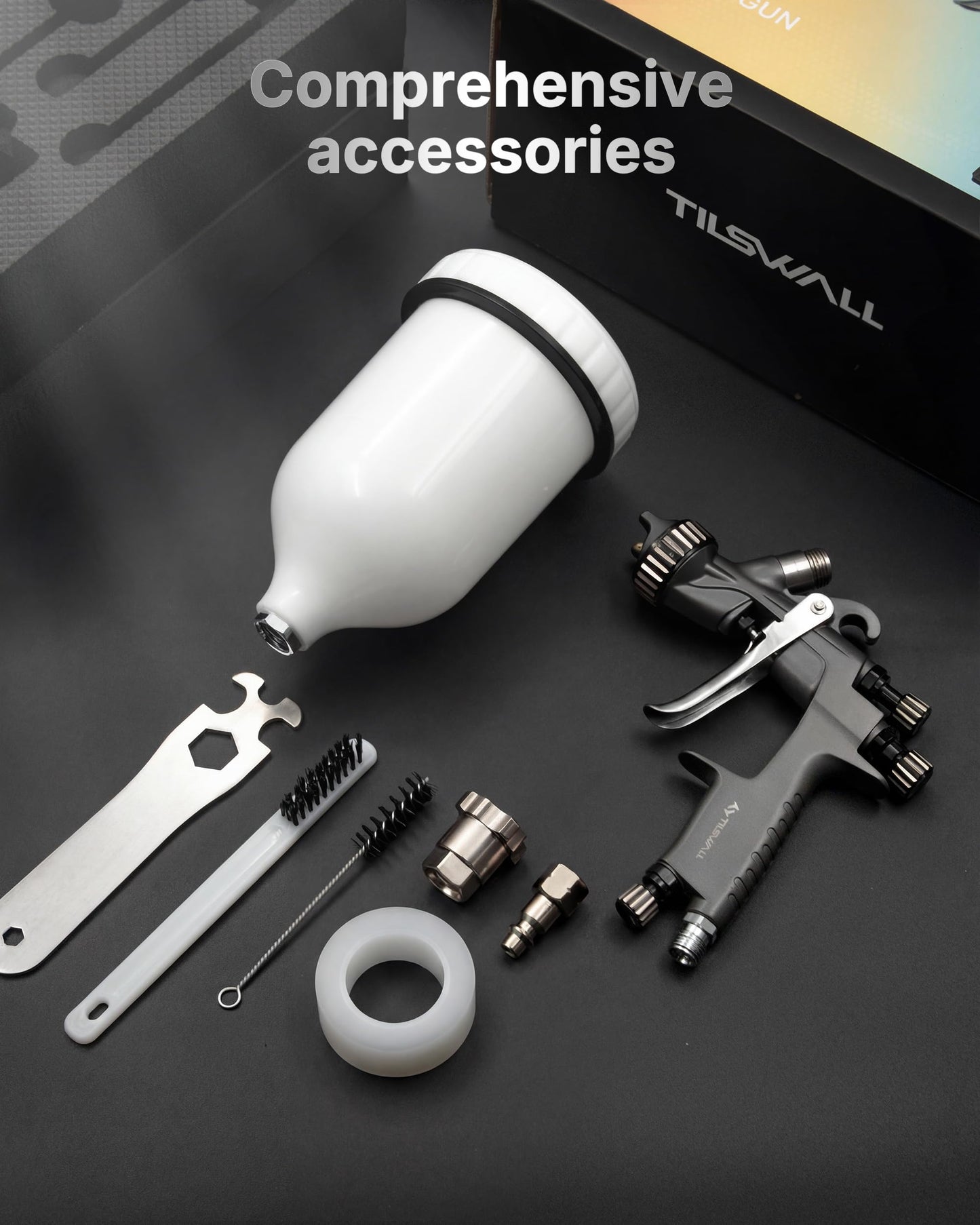 Tilswall Pinto LVLP Spray Gun Ideal for Automotive Painting, Ultral-Long Service Life and High-Efficiency Air Paint Gun for Car Painters, DIY Users and Hands-On Beginners, Suitable for Most Paints