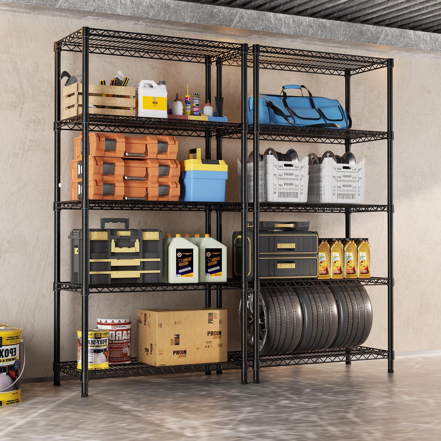 SINGAYE Shelf Closet Wire Shelving：Adjustable Metal Unit for Laundry Room Organization Bathroom Kitchen Home Garage Storage Pantry Rack Shelves