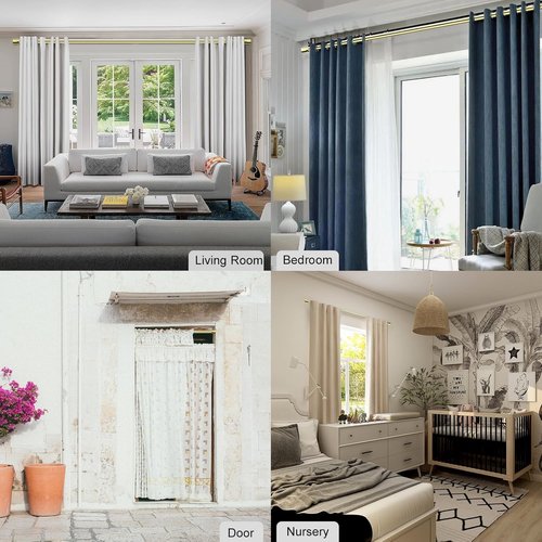 Byondeth Curtain Rods - Adjustable 16 to 144 Inches | 1 Inch Diameter with Elegant Gold Aluminium Finials