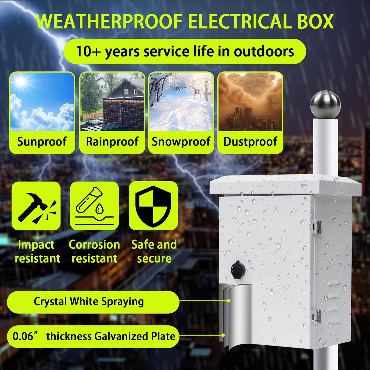Waterproof Outdoor Electrical Junction Enclosure Nema Box with Fan & Thermostat Vented with Wall/Pole Mounting Hardware (11.8X15.7X7.9)