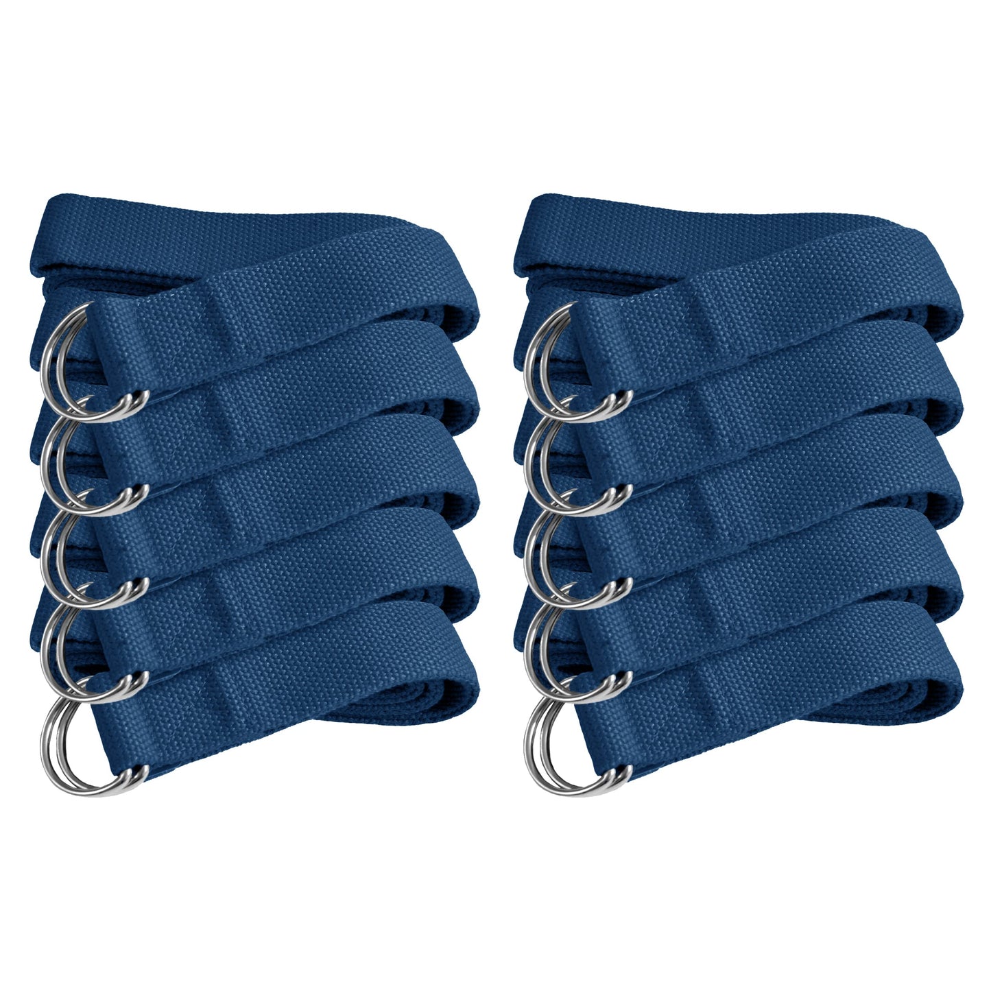 Sunshine Yoga 10-Pack Yoga Strap, 6-Foot Yoga Straps With Anti-Slip D-Ring Buckle, Adjustable Leg Stretching Strap for Muscle and Hamstring Stretch, Exercise Strap for Schools and Studios, Blue