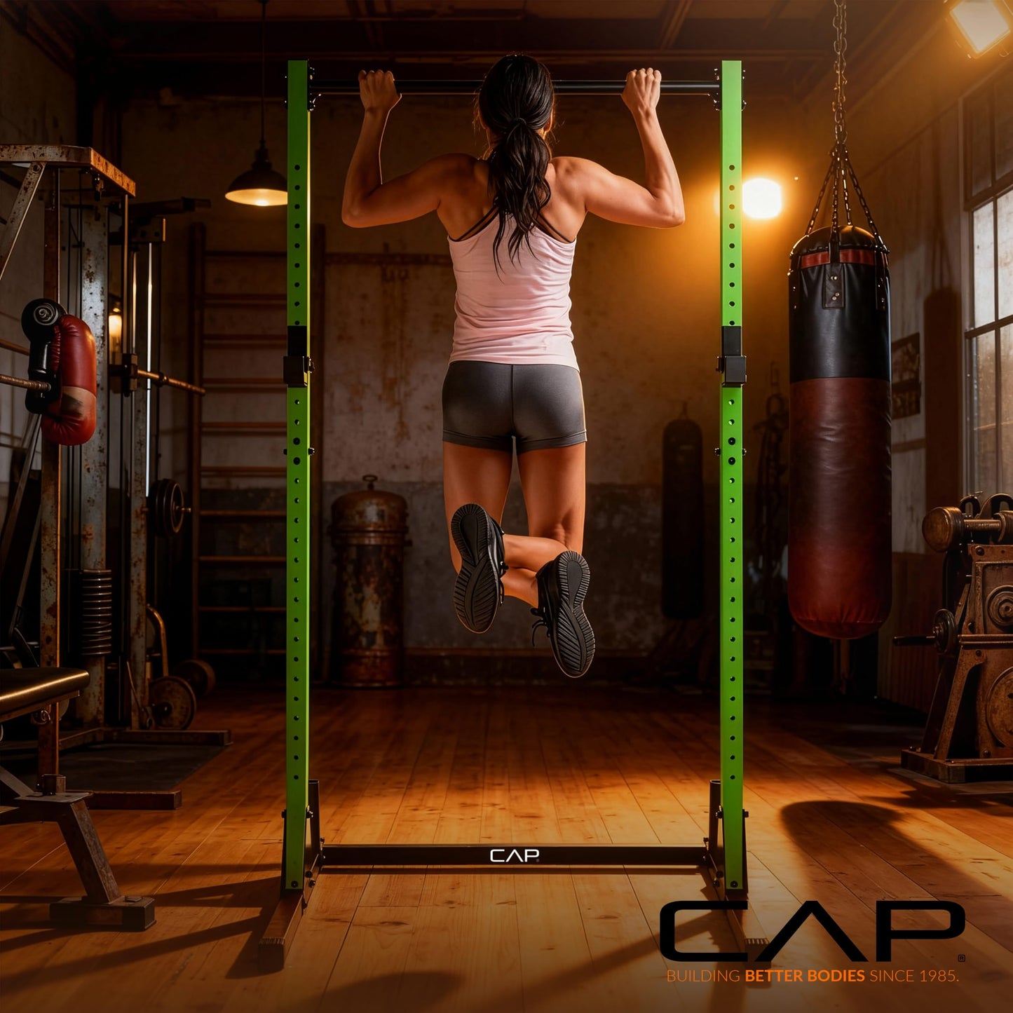 CAP Barbell Power Rack with Pull Up Bar & Attachments - Squat Rack & Strength Training Power Cage for Home Gym - Carbon
