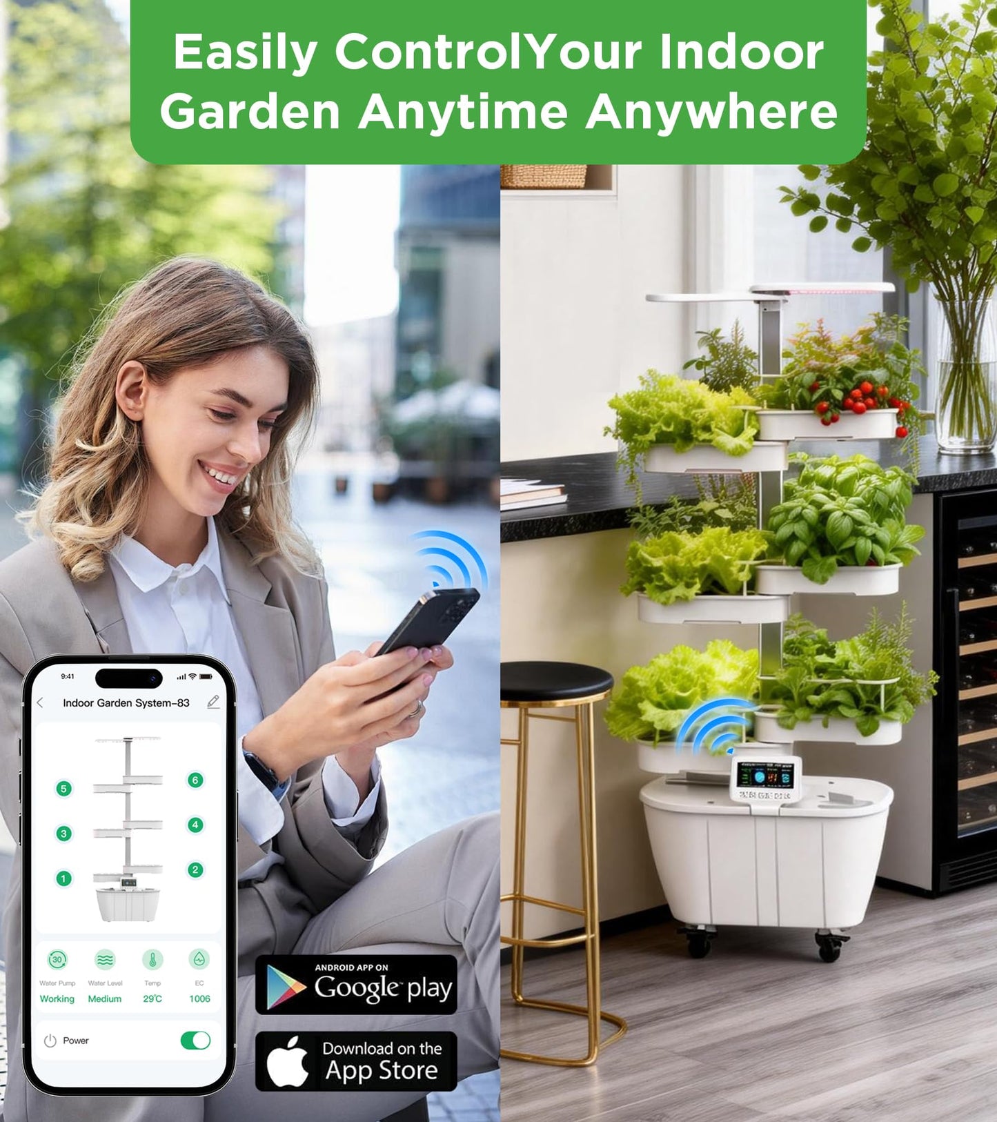 Hydroponics Growing System Kit,48 Pods Large Indoor Hydroponic Herb Garden with Smart LED Grow Light, Auto Circulating Water Pump,24L Water Tank,APP & WiFi Controlled,Gardening Systems for Ideal Gifts