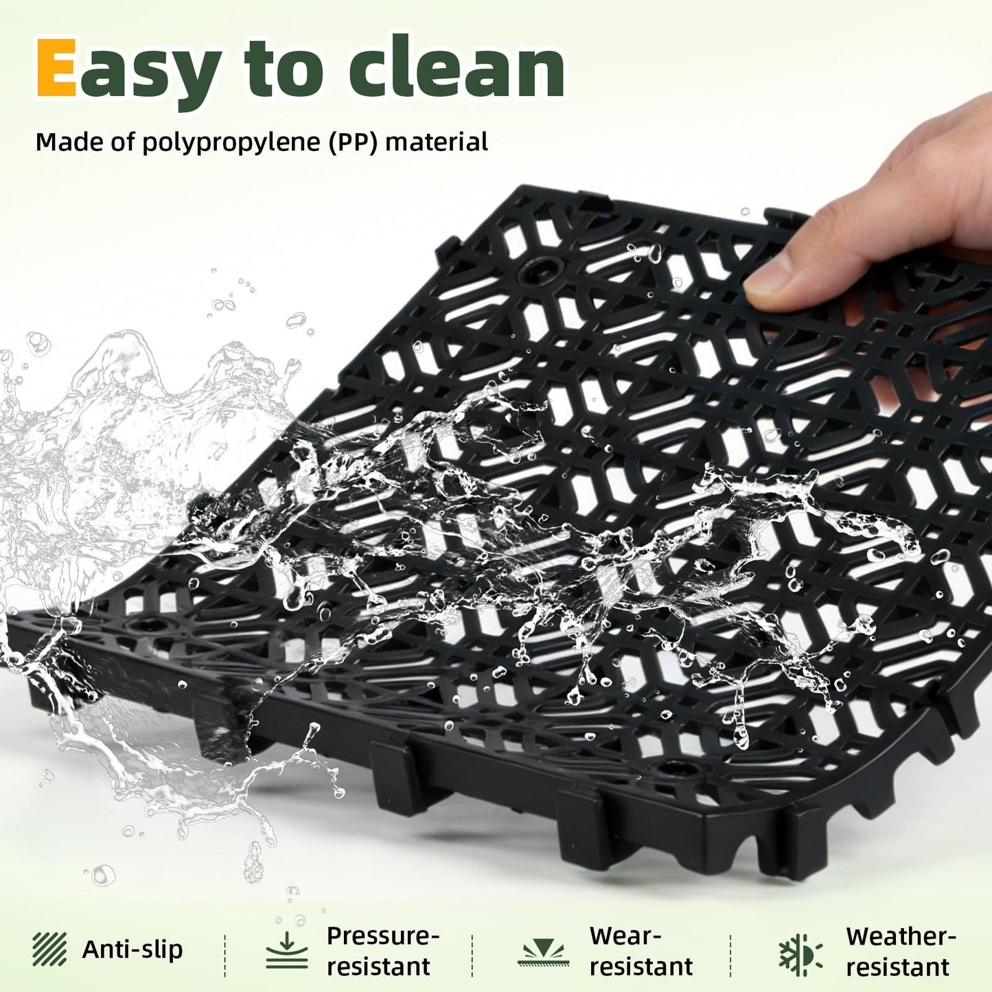 15PCS 15.7 x 15.7in Heavy Duty Ground Protection Mats Drive on Lawn Grates Grid Parking Pavers,Drain Interlocking Non-Slip Floor Mat,6613 lb Load for Gravel Grid Rv Parking Pad Permeable Pavers-Black
