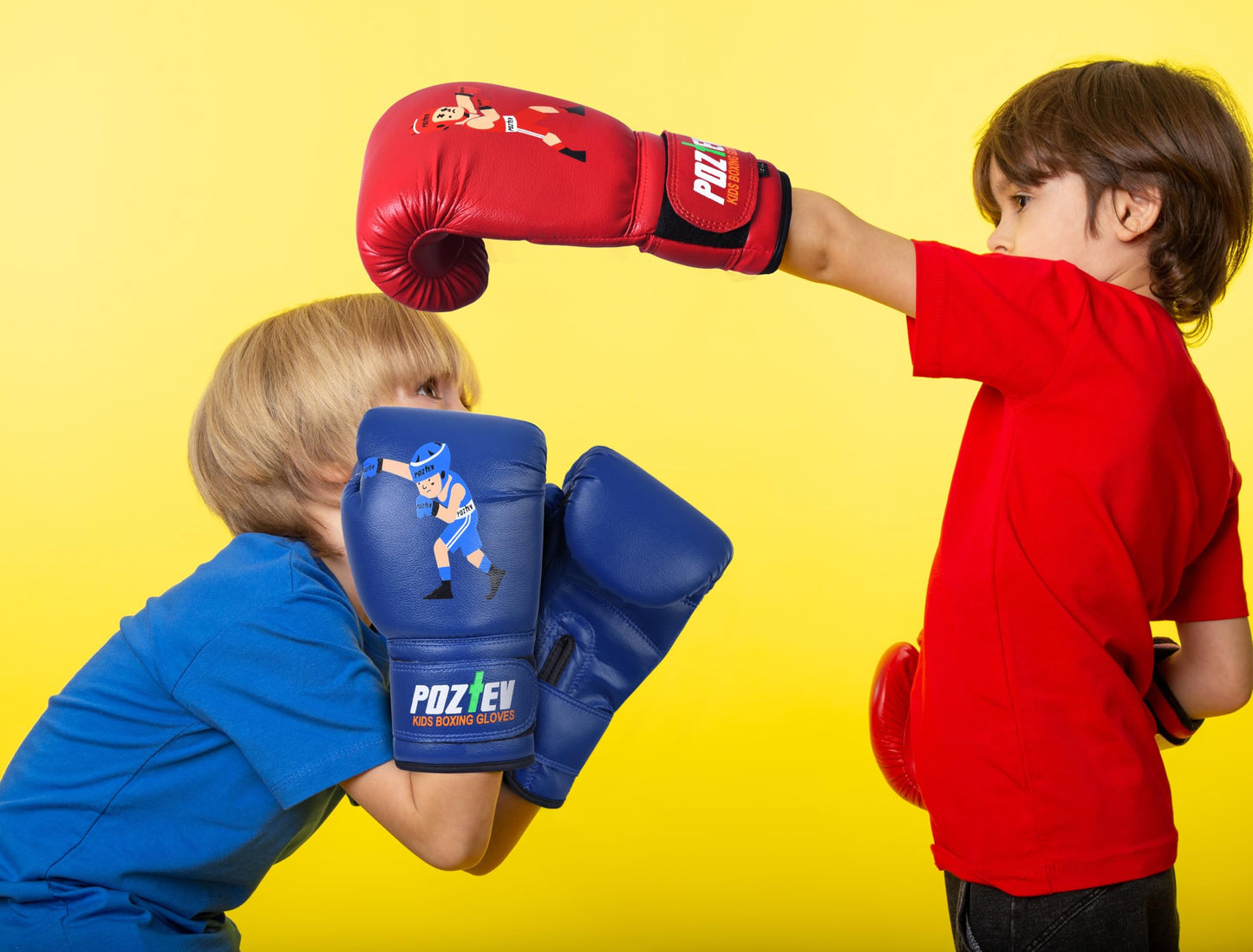 POZTEV Youth Boxing Gloves for Kids Ideal for Boxing, Kickboxing, Muay Thai, UFC, MMA - Beginner Junior Heavy Punching Bag Gloves for Children Sparring Training Martial Arts Mitts (Blue,6oz)