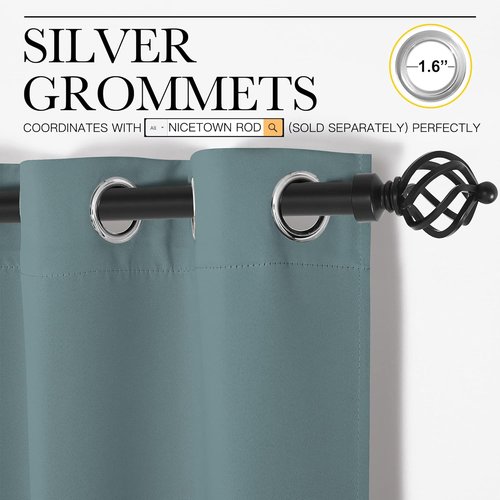 NICETOWN Modern Blackout Curtains - Noise Reducing Thermal Insulated Drapes, Greyish Blue, 2 Panels, W42 x L78-Inch