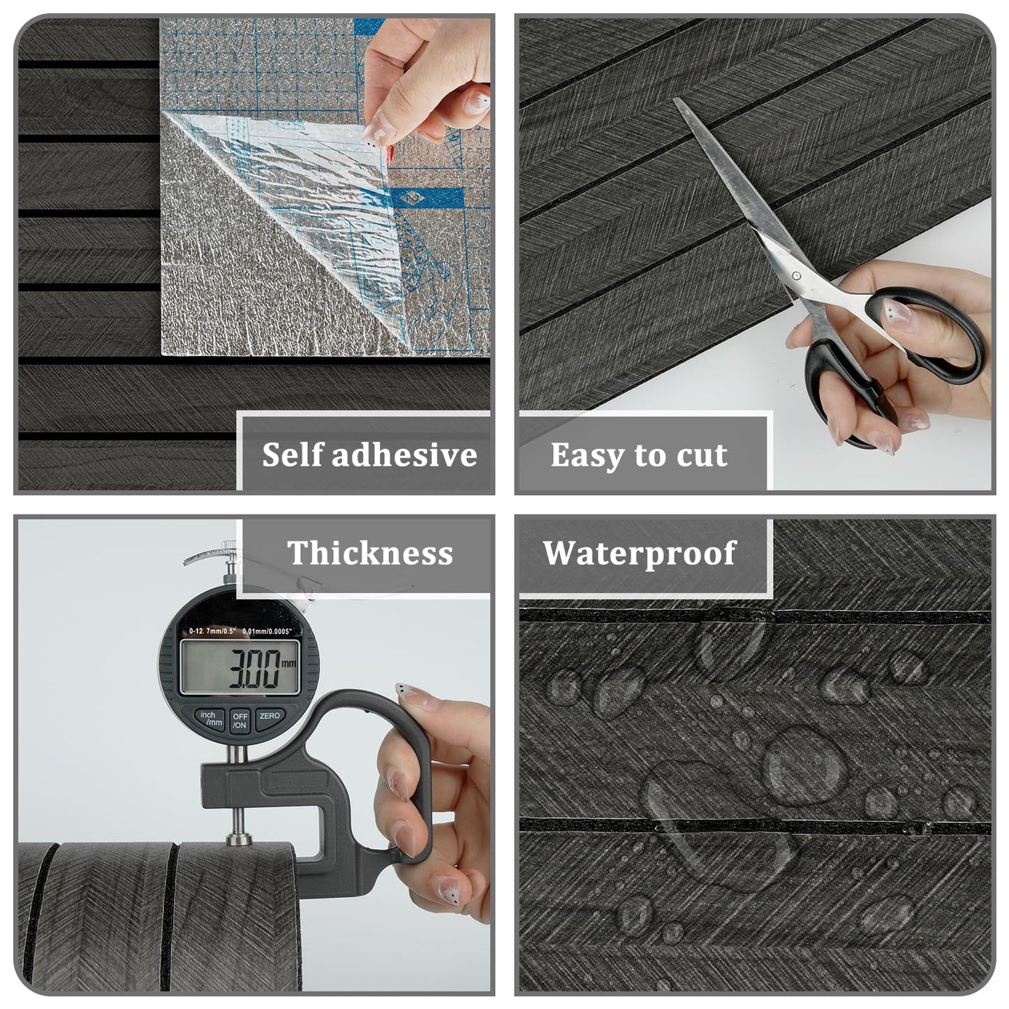 STICKEEP Self Adhesive Wood Slat Wall Paneling Grey/Black 3D Wood Panels for Wall Decor Soundproof Peel and Stick Wooden Grain Panel Wallpaper for Living Room Bedroom Dinner Office 11.8" x 118"
