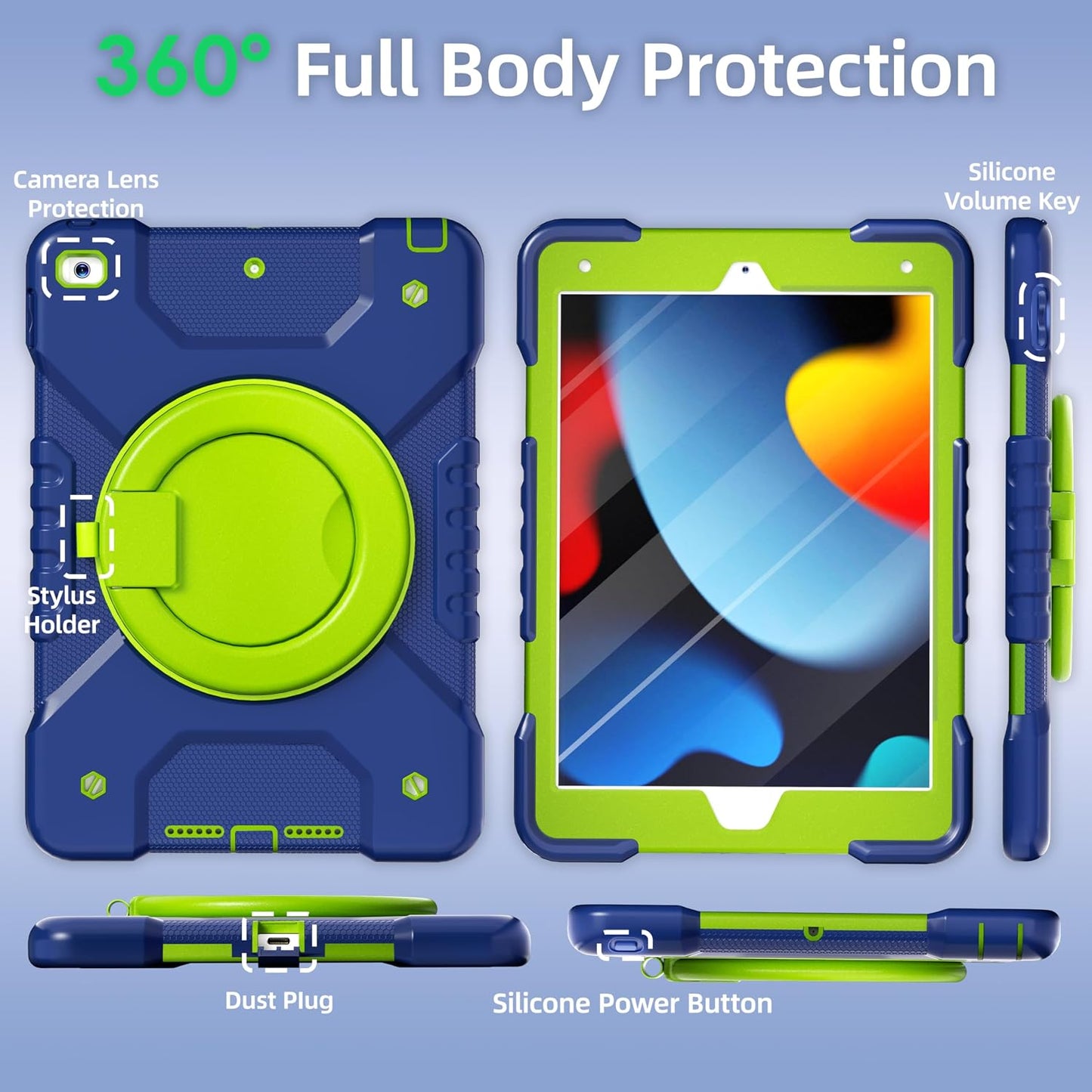 Andnary 9th/8th/7th 10.2 inch, Protector/360 2021/2020/2019 Case for iPad Generation Shockproof Cover with Screen