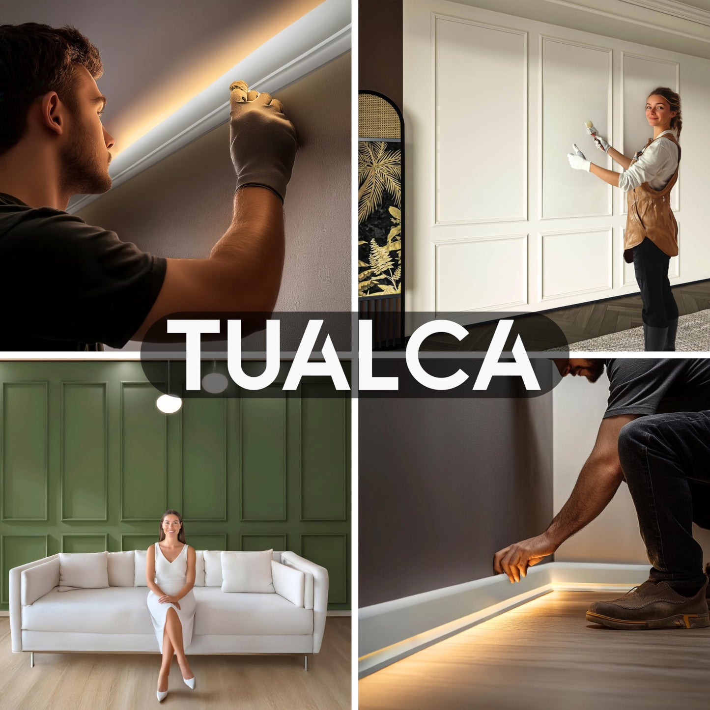 Wainscoting Panels - Peel and Stick 4 Bottom Frame | Enhance Your Home with Elegance Using Wall Panels for Interior Wall Decor | Wainscotting Wall Panel Kit for Luxury Upgrade | Decorative Wall Panels