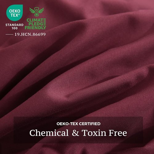 JSD Burgundy Duvet Cover Set - Soft Brushed Microfiber, 3-Piece Queen Size with Pillow Shams