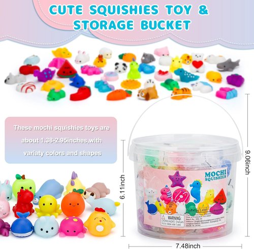 Mochi Squishy Toys 100 Pack - Fun Party Favors for Kids | Birthday Gifts & Classroom Prizes