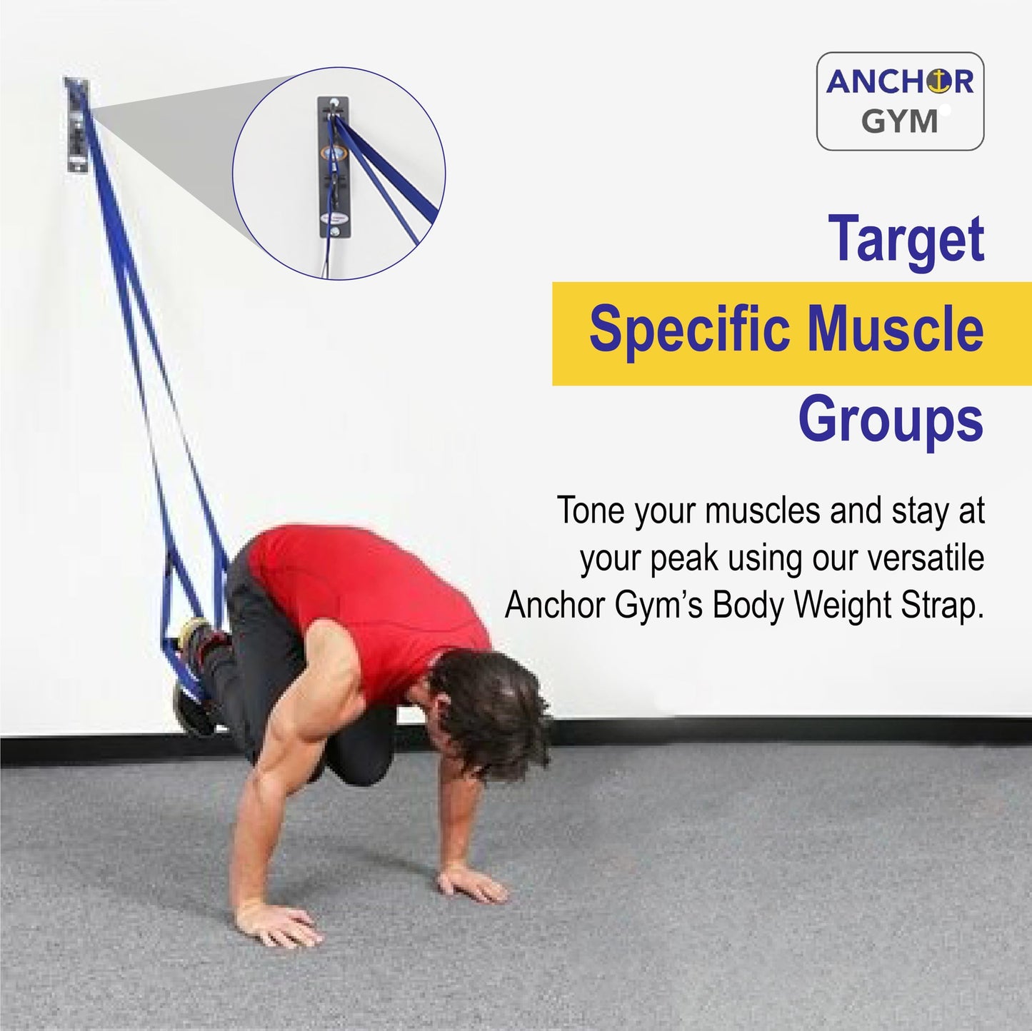 Anchor Gym Body Weight Resistance Straps - Adjustable Body Weight Training Straps, Stretching & Full-Body Training - Exercise Straps with Handles for Home Gym Workouts