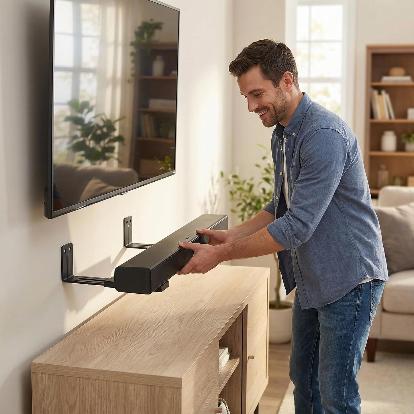 TERDEWE Depth Adjustabl Soundbar Wall Mount Bracket for Samsung, Sony, LG, Vizio, Bose, JBL and More Sound Bar Mounts