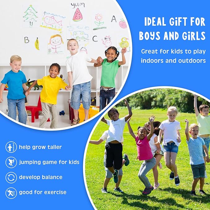Leitee 2 Pack Pogo Stick for Kids Age 6 and Up, Suitable for 40-80 lbs, Soft Foam Jump Stick, Pogo Stick for Beginners Kids Exercise Body Balance Keep Healthy (Green and Blue)