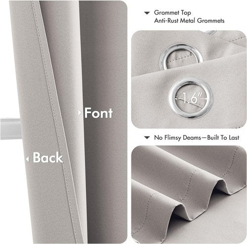 MIULEE Blackout Curtains - Thermal Insulated Room Darkening Drapes | 72-Inch Long, 2 Panels, Noise Reduction