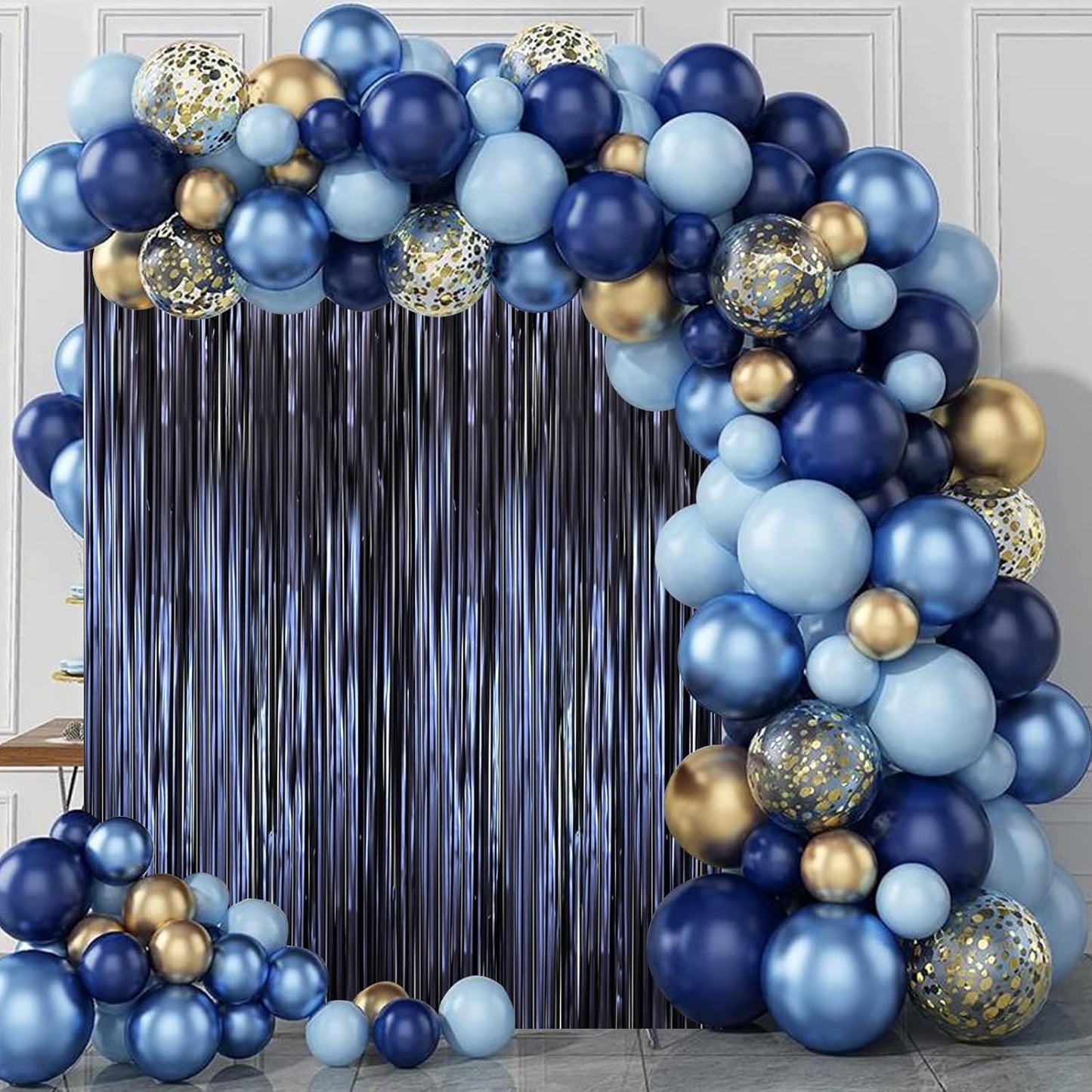 Voircoloria Matte Blue Foil Fringe Curtains - 3 Pack 3.3 x 8.2 ft Tinsel Streamers for Parties | Perfect for Graduation & Birthdays