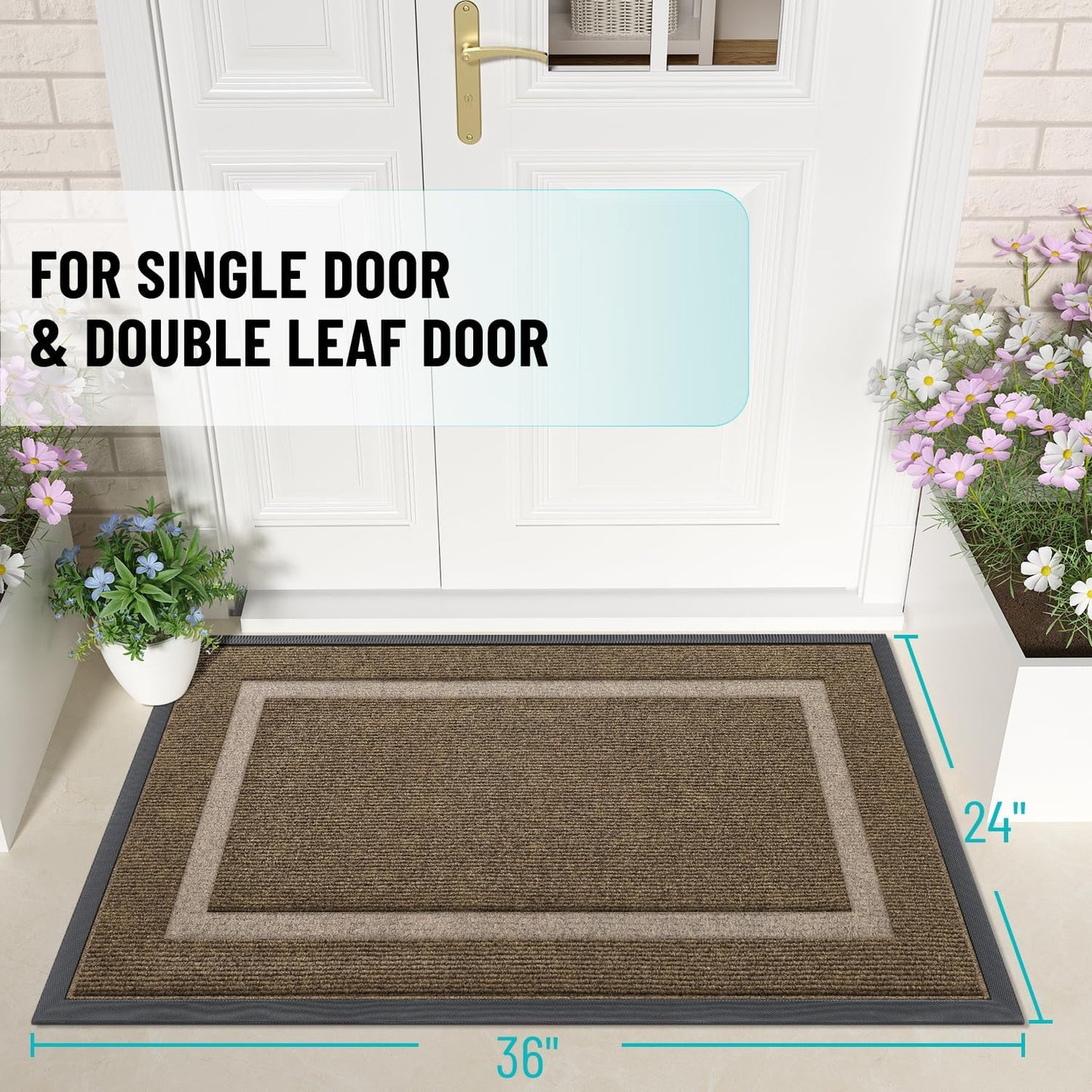 OLANLY Waterproof Front Door Mat | All-Season, Fade Resistant, Easy Clean, 36x24, Brown