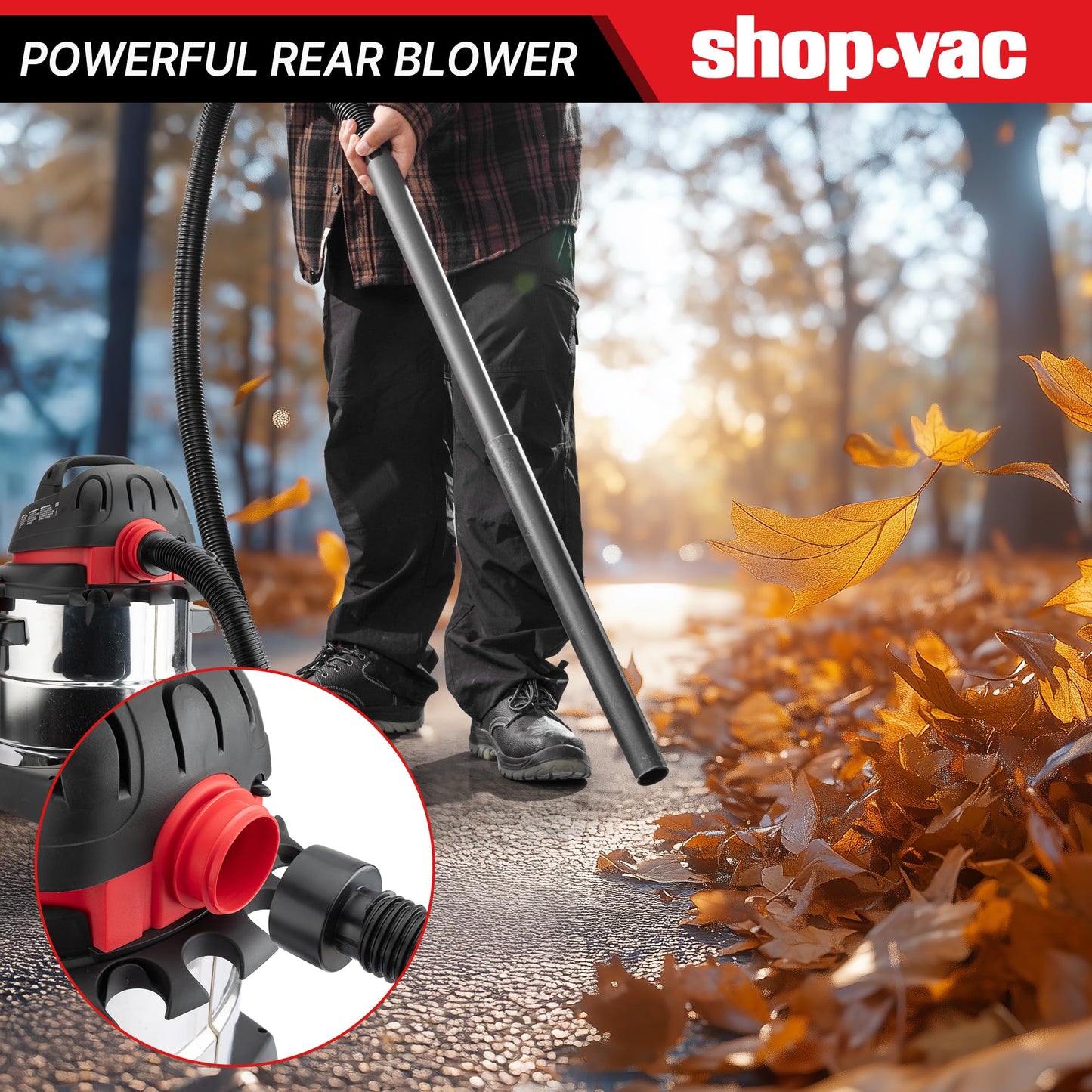 Shop-Vac 5989305 Wet/Dry Vacuum, 5 Gallon, 4.5 Peak HP Stainless Steel Vacuum, 1.25 Inch Diameter x 7 Foot Hose, 6 Ft Cord Length, Ideal for Jobsite, Garage, Car & Workshop