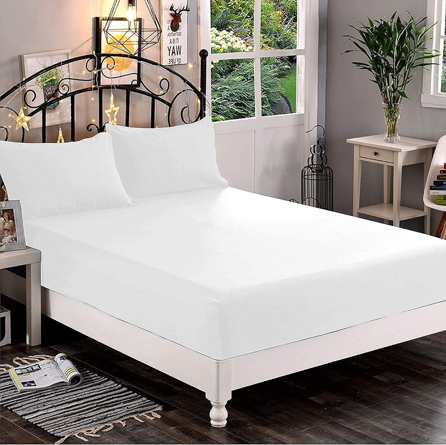 Premium Hotel Quality Fitted Sheet - Soft 1500 Thread Count, Deep Pocket Up to 16 Inch | Queen Size, White