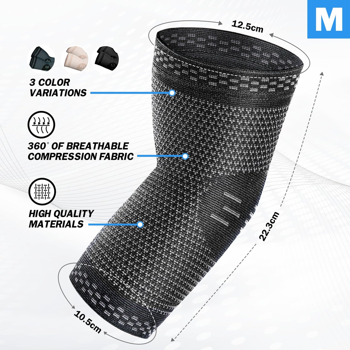 POWERLIX 2Pack Elbow Orthopedic Brace Compression Support (Pair) - Elbow Sleeve for Tennis, Golfer’s, Bursitis, and Sprains, Arthritis, Tendonitis. Pain Relief(Black, L)