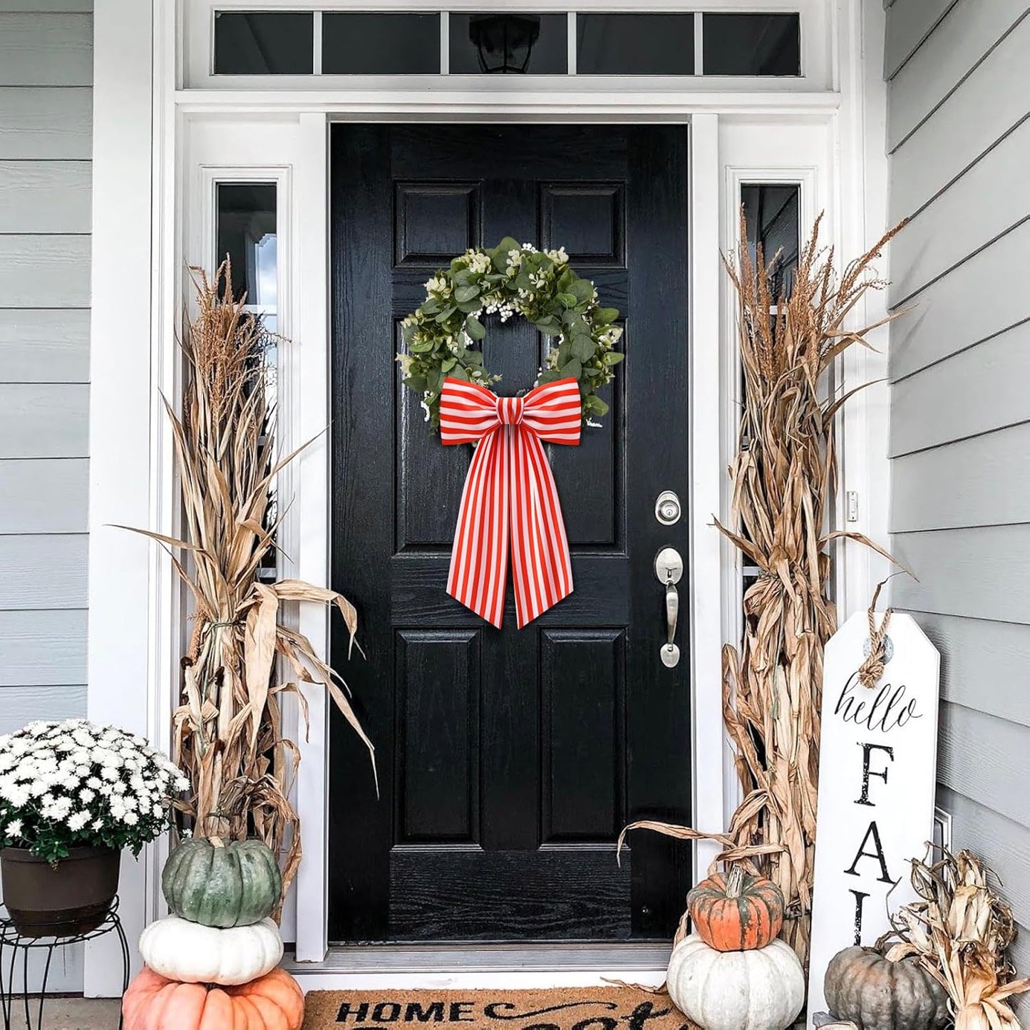 Stripe Boxwood Wreath Sash by [Brand Name] - 2 Pack Red and White Decorative Garland