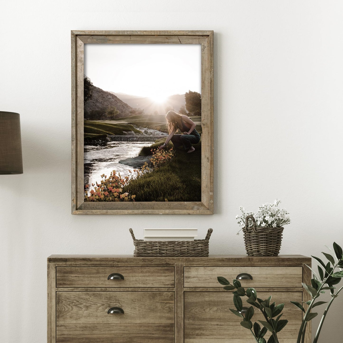 Rustic 5x7 Picture Frames, Reclaimed Barnwood Photo Frames with HD Tempered Glass, Distressed Family Gallery Corner, Horizontal and Vertical Wall Mounting & Table-top Display with Hardware, Set of 2