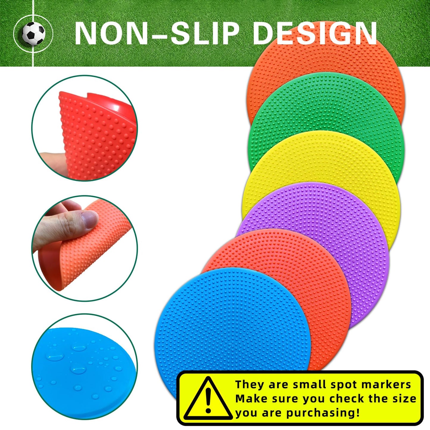 PIKZH Poly Spot Markers 4 inch 24 Pcs Non-Slip Rubber Agility Training Markers Floor Dots Flat Field Cones for Football, Soccer, Basketball, School Exercise Drills, Gym Dance Practice TPE