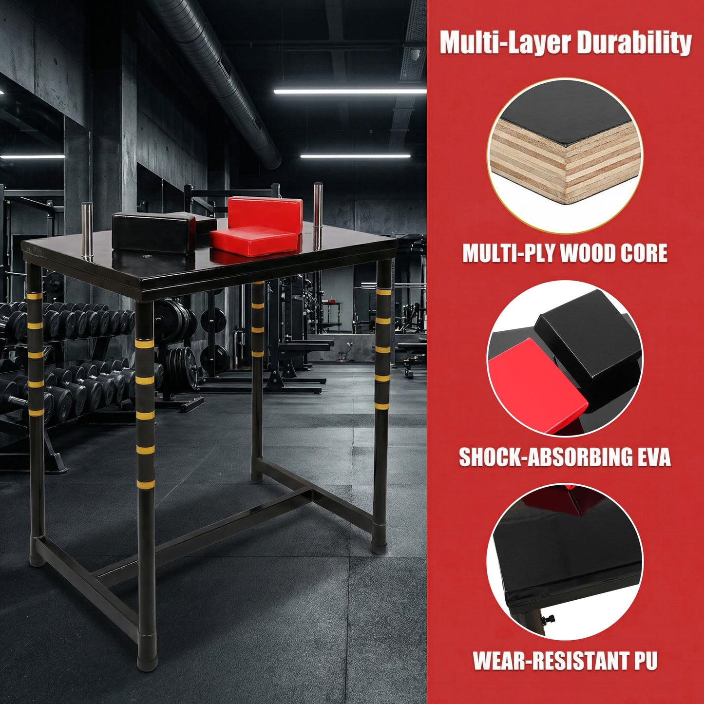 WINTECY Professional Arm Wrestling Table - Adjustable Battle Station with Handles Elbow Pads and Winning Pads, Standard Arm Wrestling Battle Table for Gym, Home or Club Use (Black & Red)