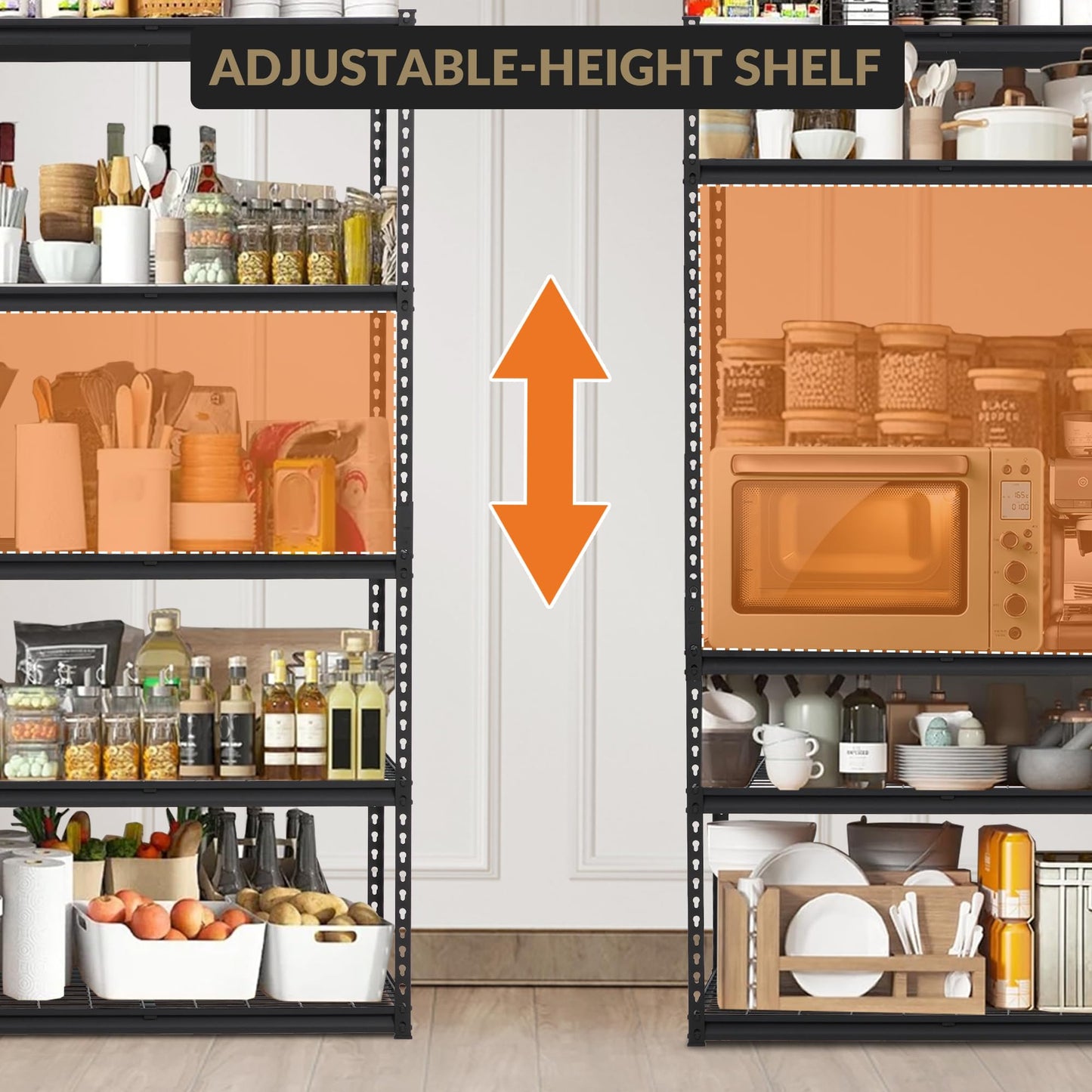 GarveeTech Heavy Duty Garage Shelving Unit, 48 in L x 24 in W x 72 in H Adjustable Storage Shelves, 2500 LBS Load Capacity, Durable Metal Shelves for Garage Organization, Basement, Workshop