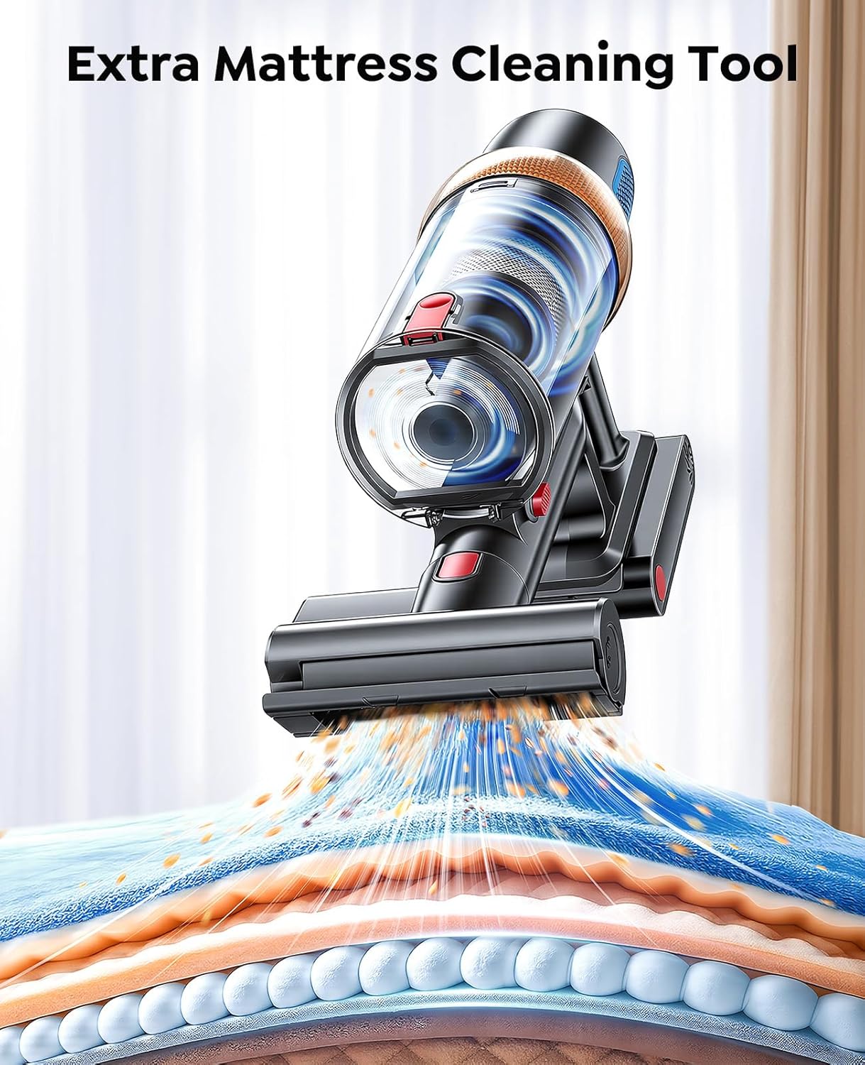 Skiennix Cordless Vacuum Cleaner - 650W Powerful Suction, 70 Mins Runtime, Includes Mattress Tool | Ideal for Pet Hair & Carpets