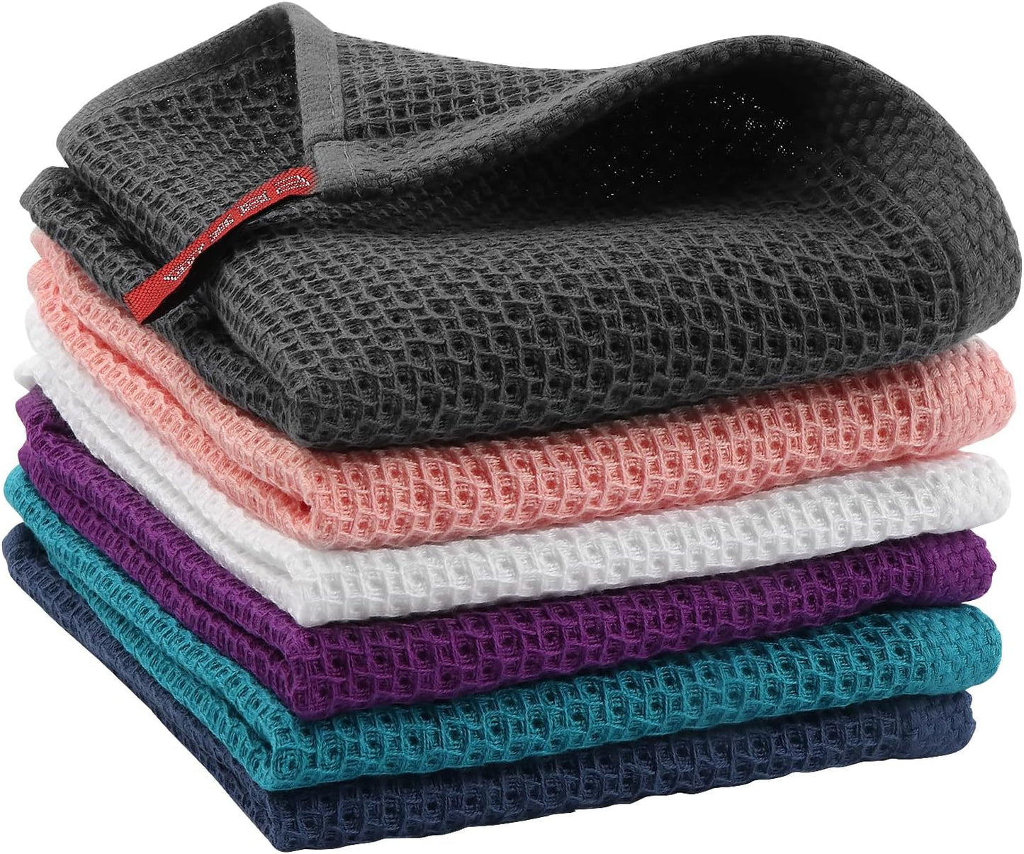 Ultra Soft 100% Cotton Waffle Weave Dish Cloths by [Brand Name] - 6-Pack, 12x12 Inch, Dark Grey, Quick Drying & Absorbent
