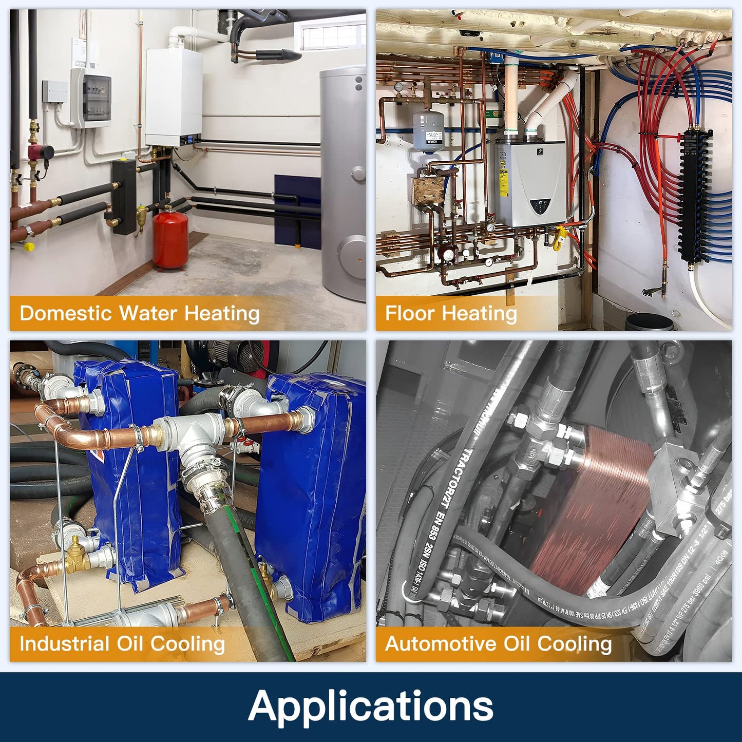 4"x12" 30 Plates Heat Exchanger with 1" MPT Port Water to Water 316L Stainless Steel Brazed Plate Heat Exchanger for Water Heating, Floor Heating, Commercial and Industrial Refrigeration
