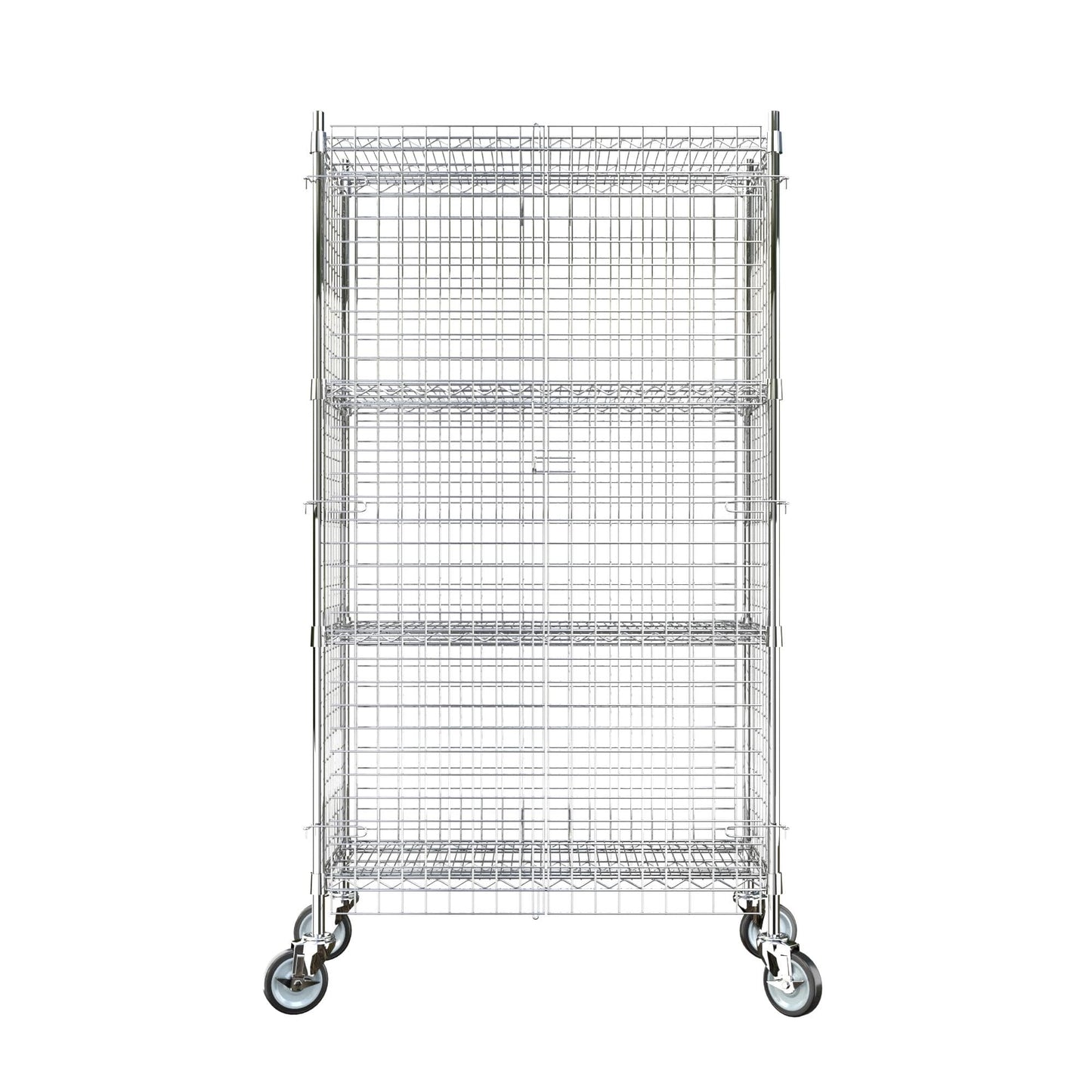 Krollen Industrial 18"x36"x70" Metal Wire Chrome Security Heavy Duty Commercial NSF Certified Storage Unit | Mobile Wire Security Cage Kit