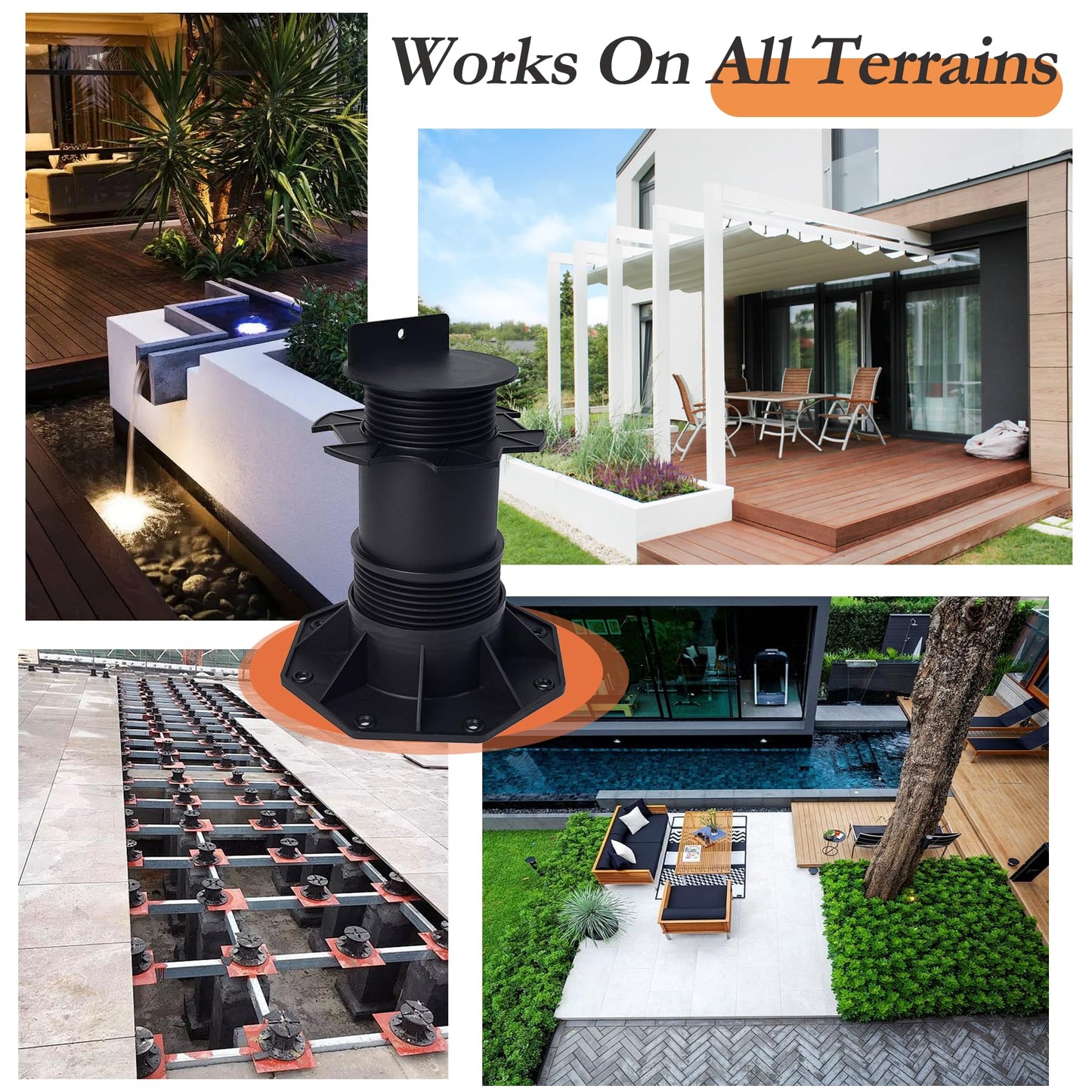 8 Packs Adjustable Deck Support Deck Blocks Plastic Pedestal Paver, Shed Foundation Base Deck Block Floor Raising 5.5" - 8.7", Joist Support Pedestals for Wood WPC Aluminum Foundation Kit