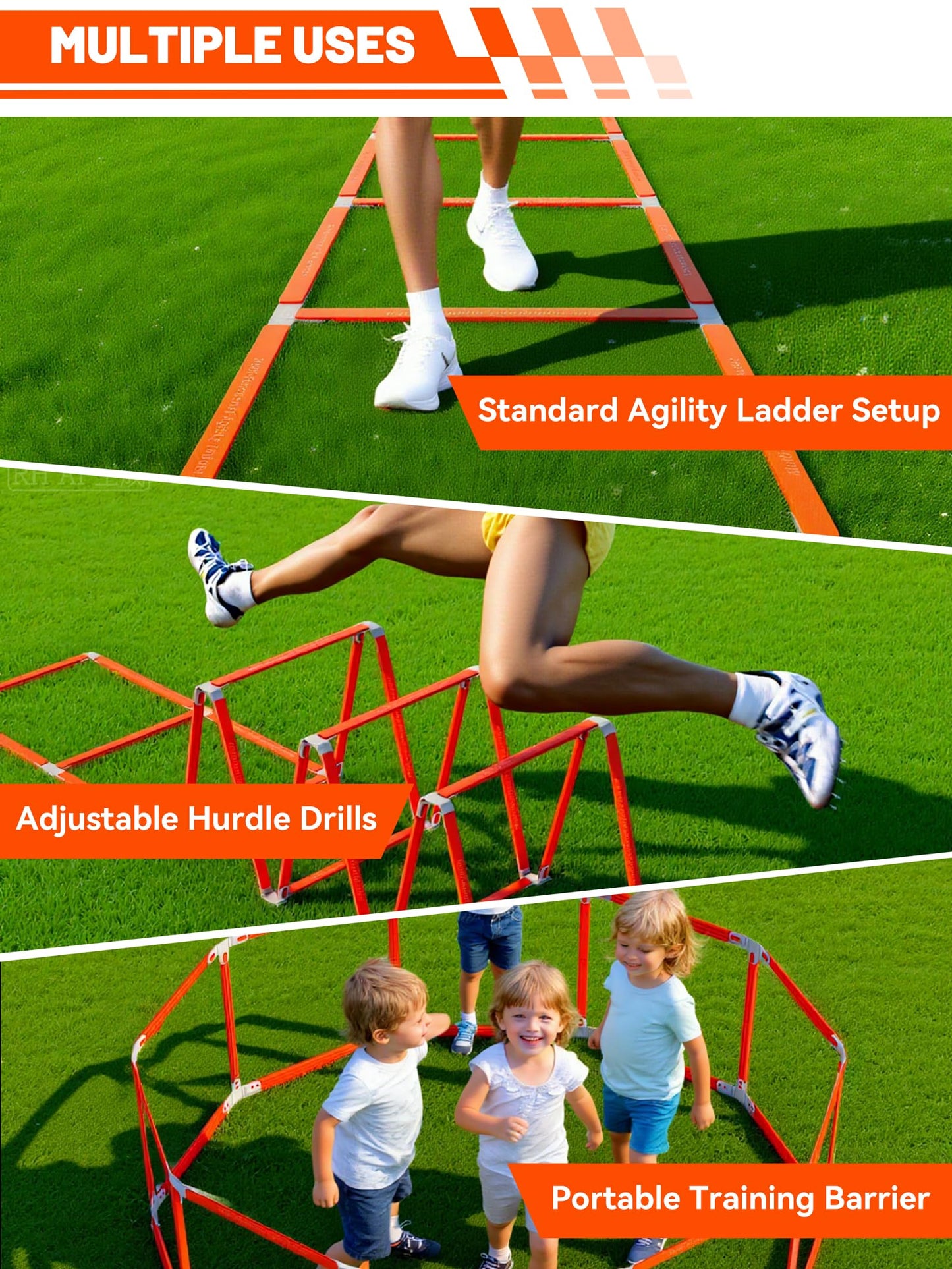 TONTATTA Tangle-Free Agility Ladder for Kids/Athletic – Multi-Use Speed Training Ladder for Footwork Drills/Football/Soccer/Boxing - Agility Equipment for Workout/Exercise/Fitness – 10 Rung
