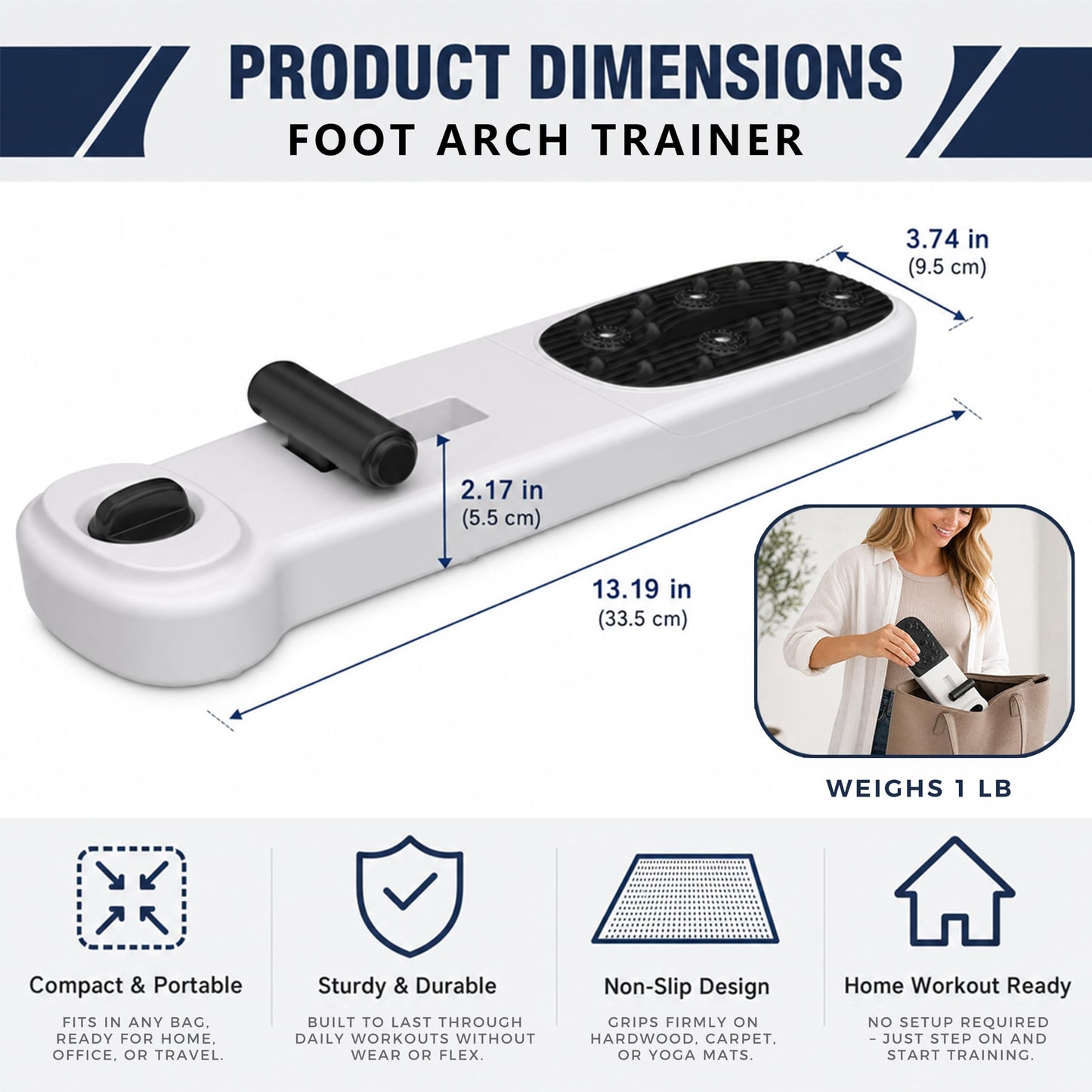 Foot Arch Trainer - Plantar Fasciitis Relief, Adjustable Resistance Flat Feet Corrector & Ballet Foot Stretcher, 2‑in‑1 Massage Roller, Non‑Slip Physical Therapy Equipment for Heel Pain