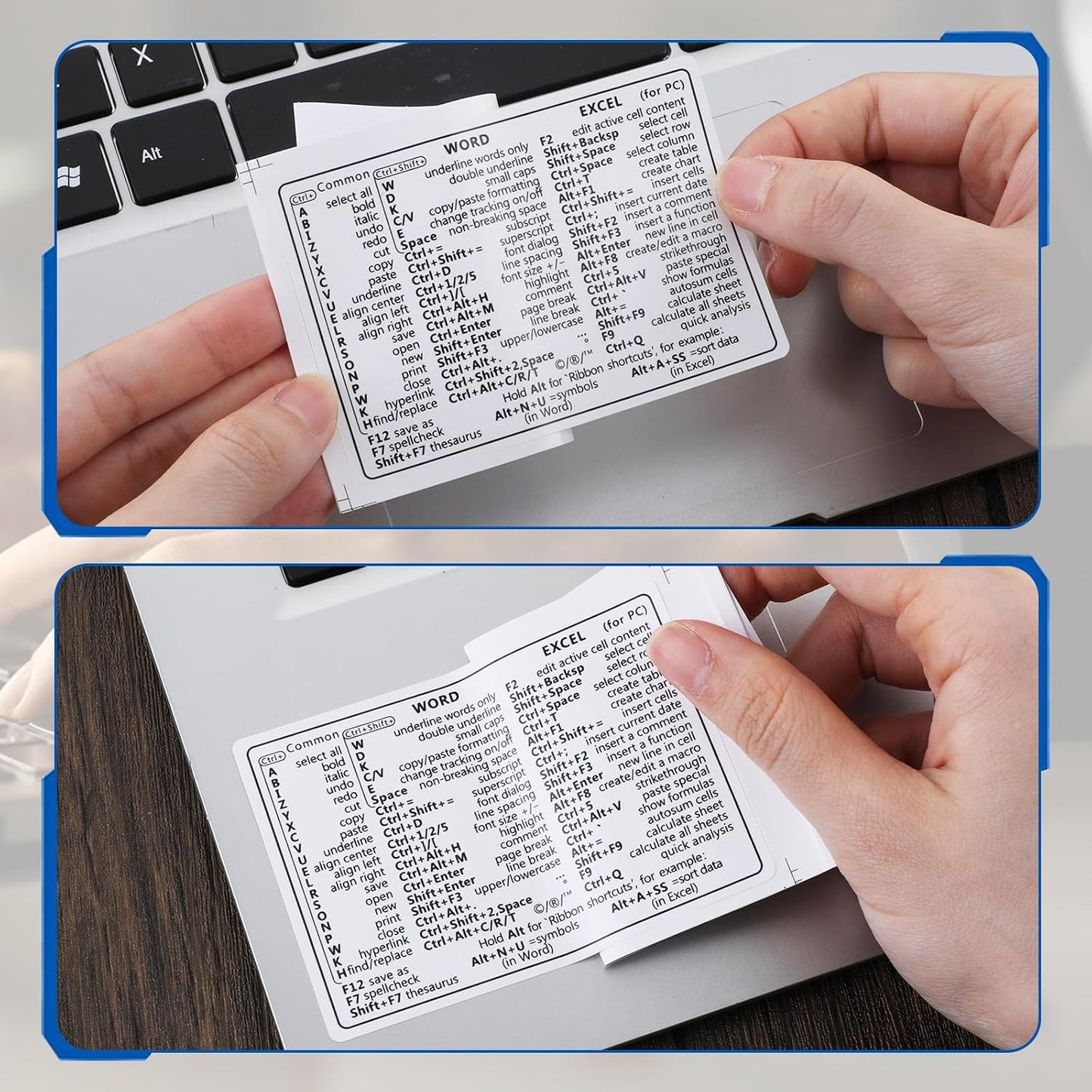 Yuanchu 2Pcs Laptop Shortcuts Stickers, Word/Excel Quick Reference Guide Keyboard Shortcut Stickers PVC Notebook