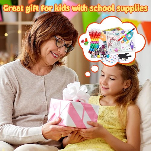 BenLouis Kids Party Favors Set - 96Pcs Mini Coloring Books, Crayons & Stickers for Birthday Goodie Bags