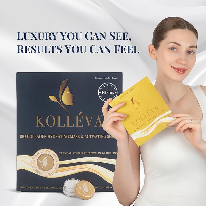 Kolléva Collagen Hydrogel Masks ?“Instant 2-Hour Glow | 4 Clinical Level Masks | U.S. Skincare Innovation