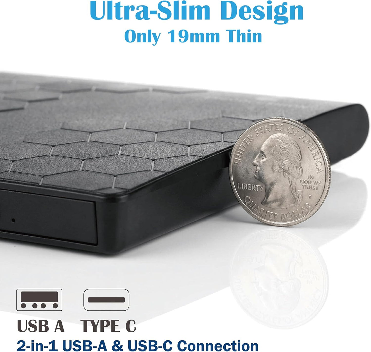 ERGOOCUSHION 3.2 1 4.7GB External DVD Drive USB Gen Slim Portable CD/DVD Burner, High-Speed Optical Drive Writer