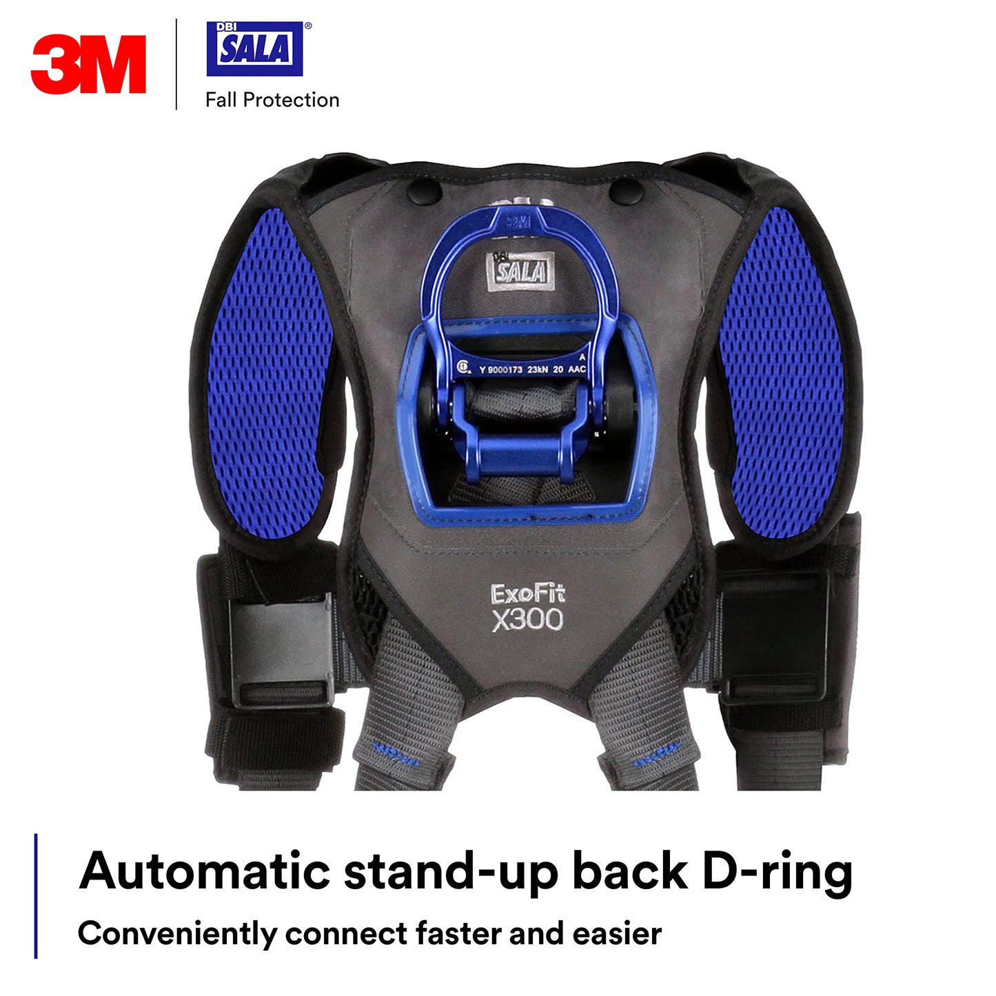 3M 1113004 DBI-SALA ExoFit X300 Comfort Vest Safety Harness Fall Protection, OSHA, ANSI, General Industry, Aluminum Back D-Ring, Auto-Locking Quick Connect Leg and Chest Straps, Medium