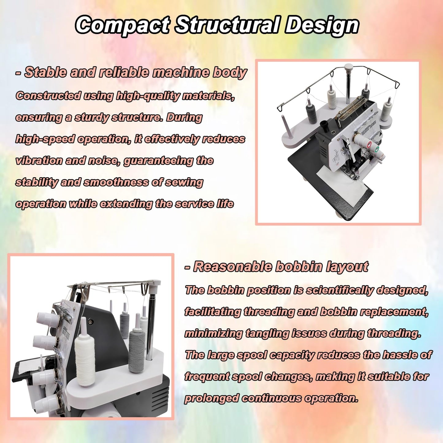 INTBUYING Serger Overlock Machine, Serger & Overlock Machine with Heavy-Duty Metal Frame, Twin-needle 3/4 Thread Overlock Machine 110V, for Sergering Overlocking Professional & Home Use