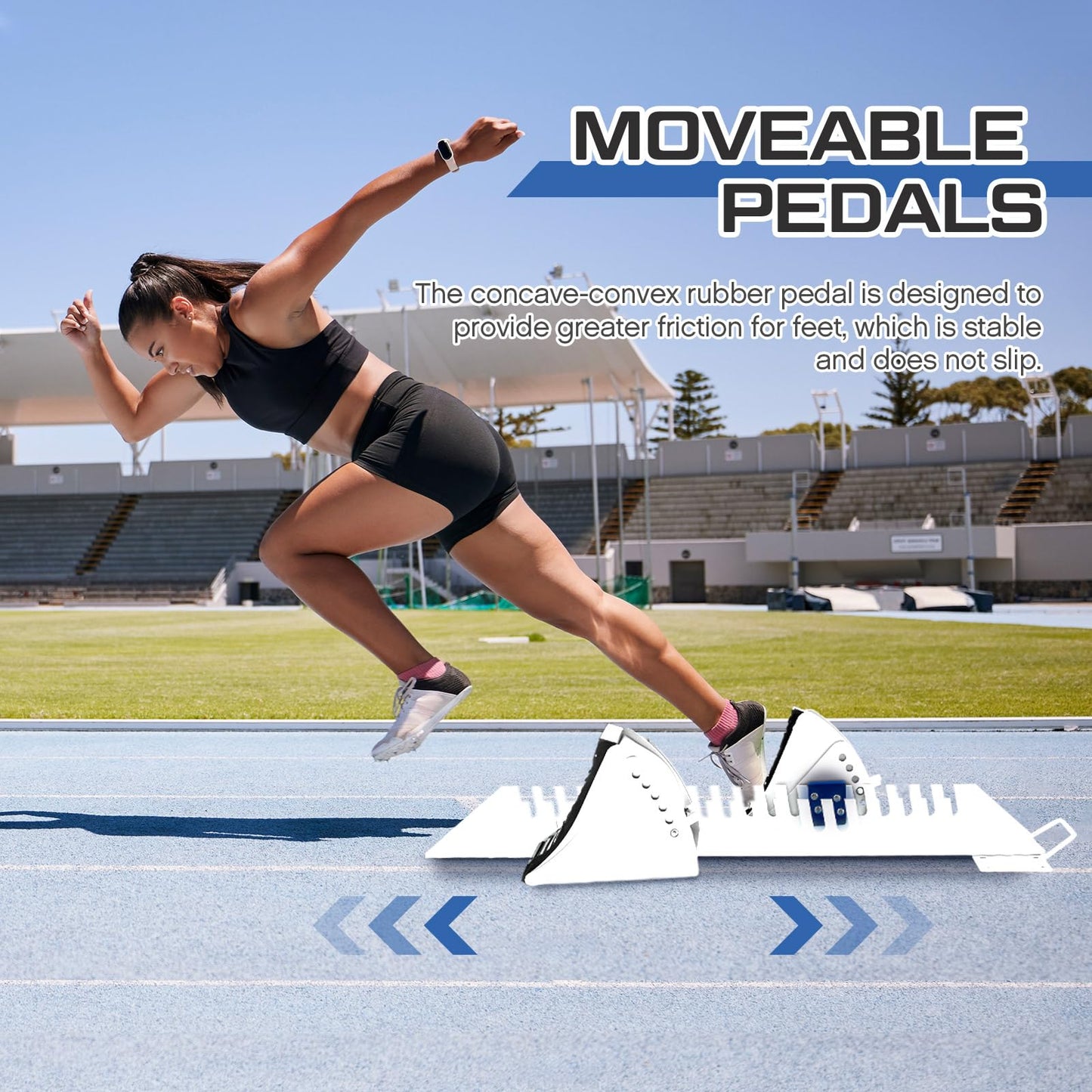 VioraWhite Starting Block 25.2 Inch 6 Adjustable Angle Sprinter Pedals Track and Field Accessories Multi Function Lightning Running Blocks for Cinder Track Plastic Runway Athletes Runners, Yellow